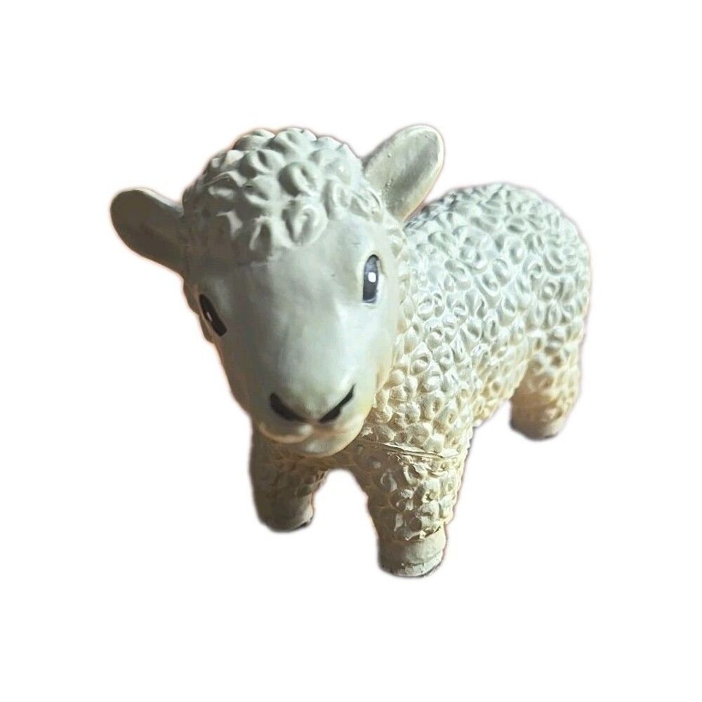 RARE 2005 Vintage Farm Animal Sheep Lamb Cute Black Eyes Soft Rubber Toy Figure